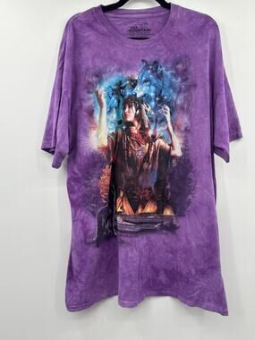 The Mountain Purple Wolf Graphic Tee 2XL Tie Dye USA Made Boho Nature Shirt 2009